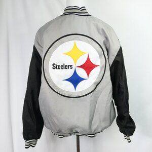 EUC NFL Team Apparel Pittsburgh Steelers Football Varsity Jacket Mens Large
